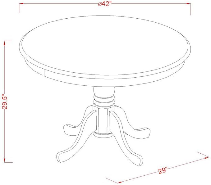 East West Furniture HBBO3-LWH-W 3 Piece Kitchen Table & Chairs Set Contains a Round Dining Room Table with Pedestal and 2 Dining Chairs, 42x42 Inch, Linen White