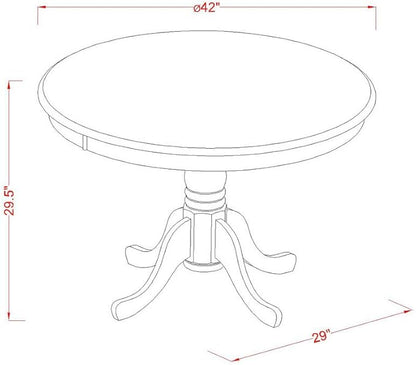 East West Furniture HBBO5-LWH-C 5 Piece Modern Dining Table Set Includes a Round Wooden Table with Pedestal and 4 Linen Fabric Kitchen Dining Chairs, 42x42 Inch, Linen White