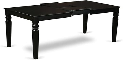 East West Furniture LGX15-BLK-24 -5 Piece Dining Set Includes a Rectangular Kitchen Table with Black Tabletop and 4 Stackable Polyester Fabric Chairs, Black