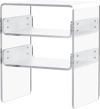 Clear Acrylic 3-Tier End Table/Nightstand – Sleek Bedside Storage with Durable Design, Perfect for Bedrooms, Living Rooms, or Modern Interiors – Ideal as a Bedside Table or Sofa Side Piece Marble