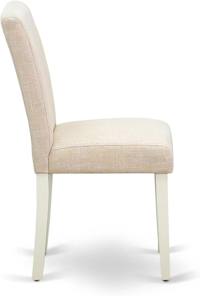 East West Furniture CAAB5-LWH-02 5 Piece Modern Dining Table Set Includes a Rectangle Kitchen Table and 4 Light Beige Linen Fabric Upholstered Chairs, 36x60 Inch, Linen White