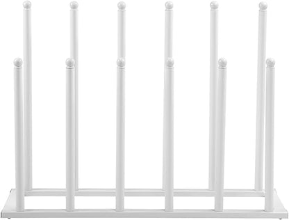 MyGift Modern White Metal Free Standing Boot Shoe Rack Organizer, Tall Boot Shaper Storage Stand, Holds up 6 Pairs of Tall Boots