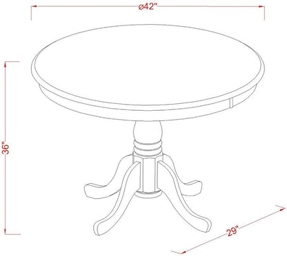East West Furniture TRCH5-BLK-C 5 Piece Kitchen Counter Height Dining Table Set Includes a Round Pub Table and 4 Linen Fabric Upholstered Chairs, 42x42 Inch, Black & Cherry