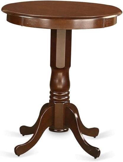 East West Furniture EDBU5-MAH-W 5 Piece Kitchen Counter Set Includes a Round Dining Table with Pedestal and 4 Dining Room Chairs, 30x30 Inch, Mahogany