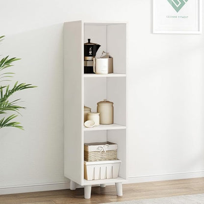IOTXY Open Cube Low Bookcase - 3-Tier Freestanding Storage Display Cabinet Organizer with Legs for Home Office, 3-Cubes Open Shelf Short Bookshelf, White