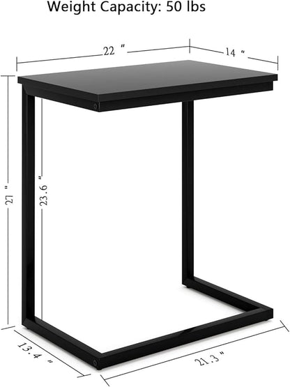 Sofa C Side End Table Wood Accent Couch Table Coffee Tray Snack Side Table Notebook Laptop Holder Over Bed Stand Reading Desk Black Color 22x14x27 Inch Space Saving for Living Room Bedroom