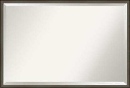Amanti Art Grey Wall Mirror 25x37 Svelte Clay Grey Rectangle Bathroom Mirror for Wall Decor Living Room, Large Modern Wood Frame, Hangs Horizonally and Vertically, Bathroom Decor, Beveled Edge