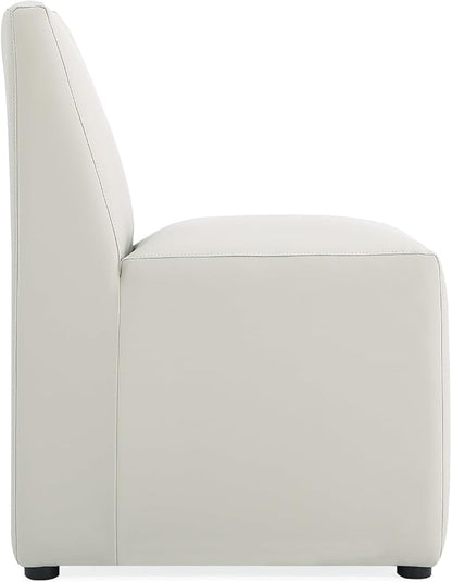 Manhattan Comfort Anna Square Modern Dining Chair with Head to Toe Faux Leather Upholstery and Plastic Foot Padding, Luxury Accent Furniture, Set of 2, Stone Grey