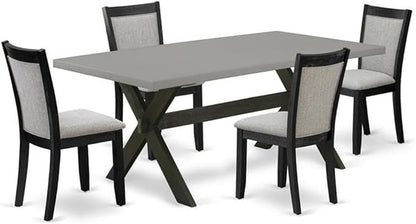 East West Furniture X697MZ606-5 5 Piece Kitchen Table Set for 4 Includes a Rectangle Dining Table with X-Legs and 4 Shitake Linen Fabric Parson Dining Chairs, 40x72 Inch, Multi-Color