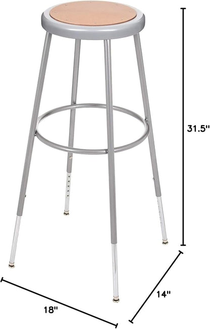 OEF Furnishings (2 Pack Height Adjustable Steel Stools, Grey, 31-39"