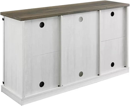 Farmhouse TV Stand for 60inch Television Stand, Entertainment Center with Storage Cabinet and Sliding Barn Doors & Adjustable Shelves, Rustic Media Console Table for Living Room