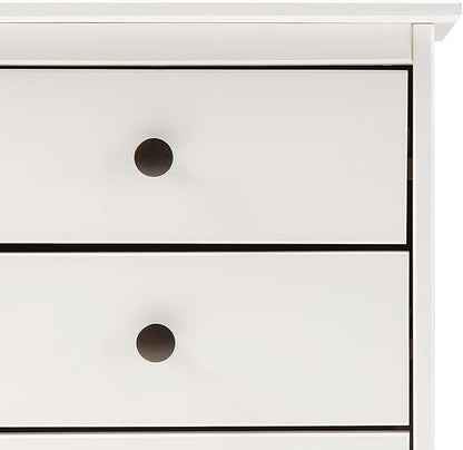 Walker Edison Traditional Wood 3 Drawer Nightstand Side Table Bedroom Storage Drawer and Shelf Bedside End Table, 18 Inch, White