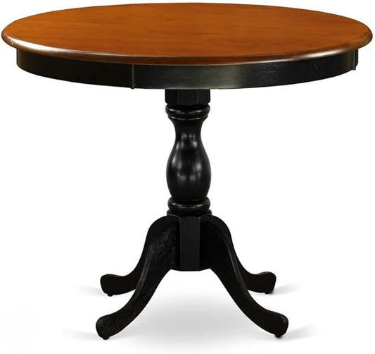 East West Furniture AMPF3-BCH-W 3 Piece Dining Table Set for Small Spaces Contains a Round Kitchen Table with Pedestal and 2 Dining Room Chairs, 36x36 Inch, Black & Cherry