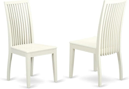 East West Furniture DLIP3-LWH-W 3 Piece Kitchen Table Set for Small Spaces Contains a Round Dining Table with Dropleaf and 2 Dining Room Chairs, 42x42 Inch, Linen White