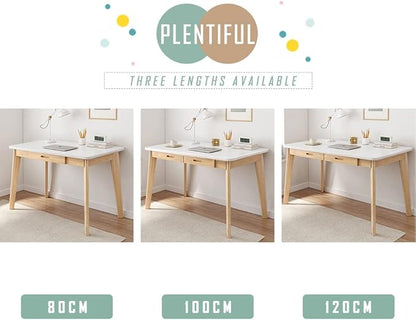 IOTXY Solid Wood Writing Desk - Home Office Workbench Desk with Drawer, 47.24" Width Laptop Computer Work Study Table