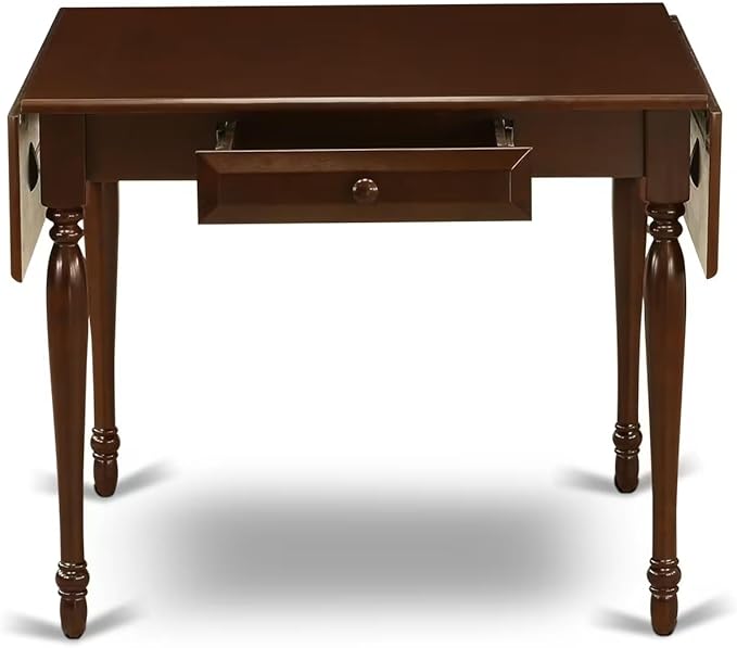 East West Furniture MZCL3-MAH-W 3 Piece Kitchen Table Set for Small Spaces Contains a Rectangle Dining Room Table with Dropleaf and 2 Solid Wood Seat Chairs, 36x54 Inch, Mahogany
