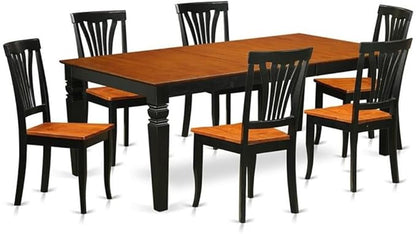 East West Furniture LGAV7-BCH-W 7 Piece Dining Room Furniture Set Consist of a Rectangle Kitchen Table with Butterfly Leaf and 6 Dining Chairs, 42x84 Inch, Black & Cherry