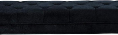 Armen Living Chatham Bench in Black Velvet and Black Wood Finish