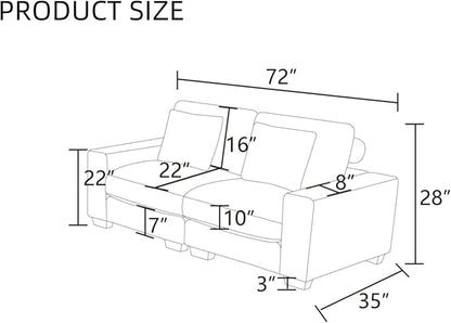 Sectional Couches for Living Room, Stylish Sectional Loveseat Sofa with Deep Seats, Living Room Furniture Home Sofa for Small Space, Cool Gray