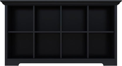 Cube Shelf Bookcase with Base - Wooden 2 Tiers Floor Standing Low Storage Cabinet for Home and Office, 8-Cube Lattice Bookshelf, Black