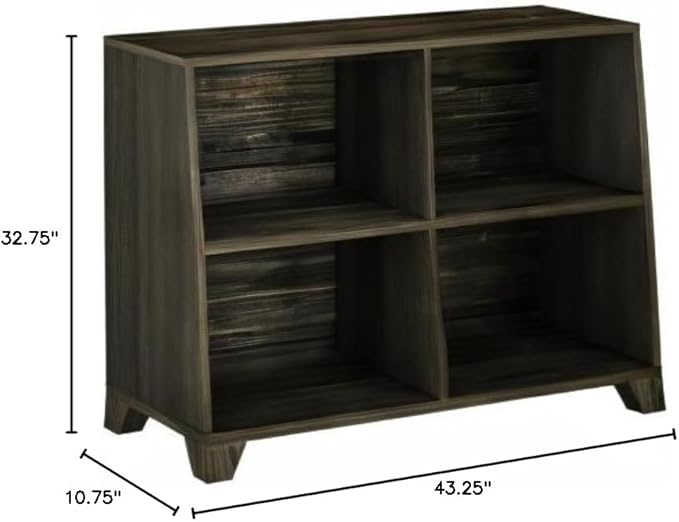 Max & Lily Modern Farmhouse 4-Shelf Bookcase, Solid Wood Bookshelves for Kids Bedroom, Barnwood Brown