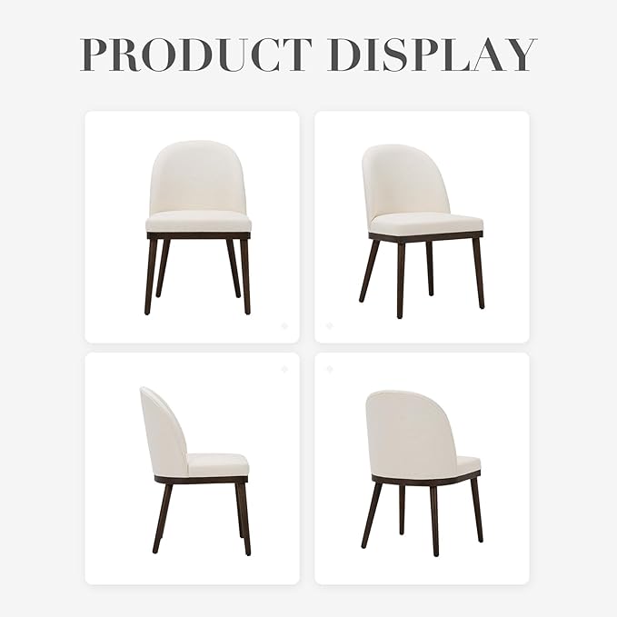 COLAMY Upholstered Dining Chairs Set of 6, Wooden Kitchen Chairs with Open Back, Modern Dining Room Chairs with Wood Frame, Dinner Side Chairs for Dining Room Kitchen Restaurant, Beige
