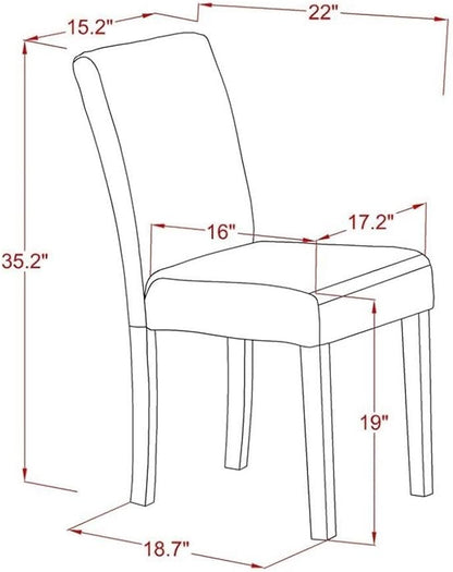 East West Furniture DMAB5-LWH-02 5 Piece Dining Table Set for 4 Includes a Round Kitchen Table with Dropleaf and 4 Light Beige Linen Fabric Parson Dining Chairs, 42x42 Inch, Linen White