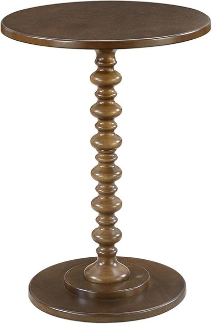 Convenience Concepts Palm Beach Spindle 17.75" Traditional Round End Living Room, Turned Solid Wood Side, Classic Display Pedestal Table, Espresso