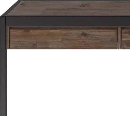 SIMPLIHOME Erina Large Desk - 72-Inch Wide Solid Acacia Wood and Metal Writing Desk in Rustic Natural Aged Brown, Modern Industrial Home Office Computer Table with Drawers and Flip-Down Keyboard Tray