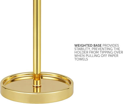 Ivilon Countertop Paper Towel Holder - Modern Bell End Minimalist Design - Color Gold Polished