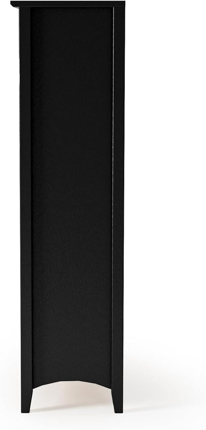 Camaflexi Shaker Style 4 Shelf Bookcase/Solid Wood / 48" High/Adjustable Shelving/Closed Back/Display Bookshelf for Living Room, Bedroom, Home and Office, Black