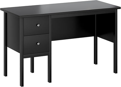 BHG Computer Desk with Drawers,Modern White Home Office Desk with Storage Filing Cabinet, Vanity Desk Makeup Dressing Table for Bedroom,Small Writing Table PC Desks for Study (Black, 43.3")