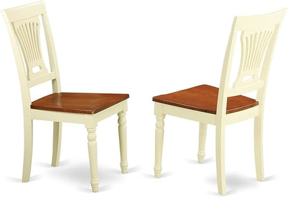 East West Furniture DLPL3-BMK-W 3 Piece Kitchen Table Set for Small Spaces Contains a Round Dining Table with Dropleaf and 2 Dining Room Chairs, 42x42 Inch, Buttermilk & Cherry