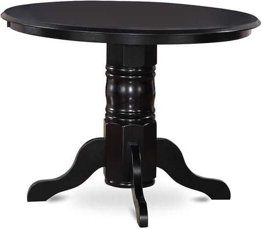 East West Furniture SHBO5-BLK-W 5 Piece Dining Set Includes a Round Kitchen Table with Pedestal and 4 Dining Chairs, 42x42 Inch, Black