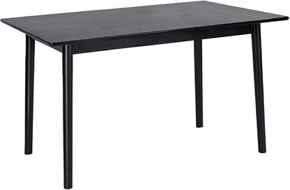 DELAVIN 59" Large Solid Wood Dining Table for 4-6 People, Mid Century Modern Oak Dining Room Table, Farmhouse Rectangular Kitchen Table for Dining Room, Living Room, Easy Assembly, Black