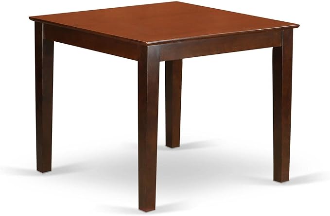 East West Furniture OXBR5-MAH-04 5 Piece Dining Room Table Set Includes a Square Wooden Table and 4 Light Tan Linen Fabric Upholstered Parson Chairs, 36x36 Inch, Mahogany