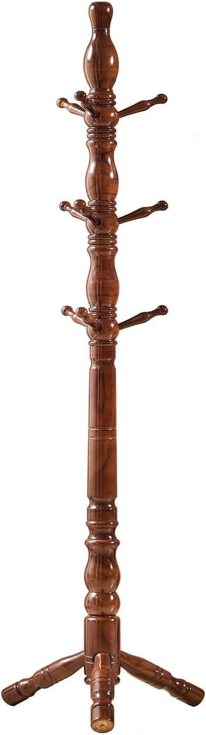 Coat Rack, Natural Wood Coat Racks with 3 Height Options and 9 Hooks,Coat Tree Ease of Assembly,Freestanding Hall Tree for Home/Office/Entryway/Hallway (Walnut)