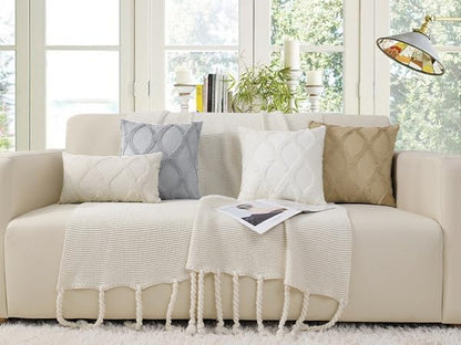 decorUhome Throw Pillow Covers 22x22 Inch Set of 2, Soft Plush Faux Fur Wool Grey Couch Pillow Covers, Decorative Neutral Pillow Cases for Bed Sofa Living Room Home Decor