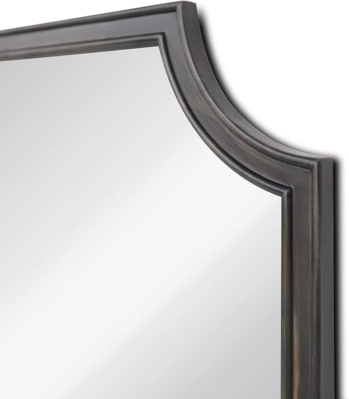 WallBeyond 24" x 36" Scalloped Corners Arch Rectangle Wall Mirror with Wood Frame for Entryway, Living Room or Bedroom Home Decor - [24" x 36" Black]
