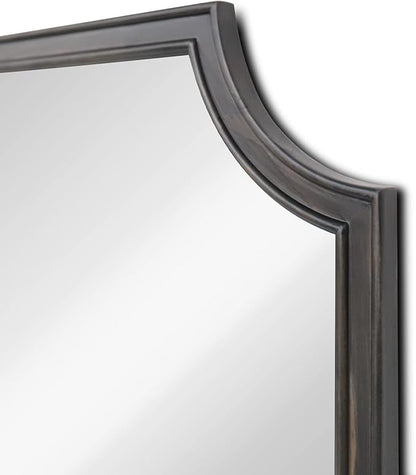 WallBeyond 24" x 36" Scalloped Corners Arch Rectangle Wall Mirror with Wood Frame for Entryway, Living Room or Bedroom Home Decor - [24" x 36" Black]
