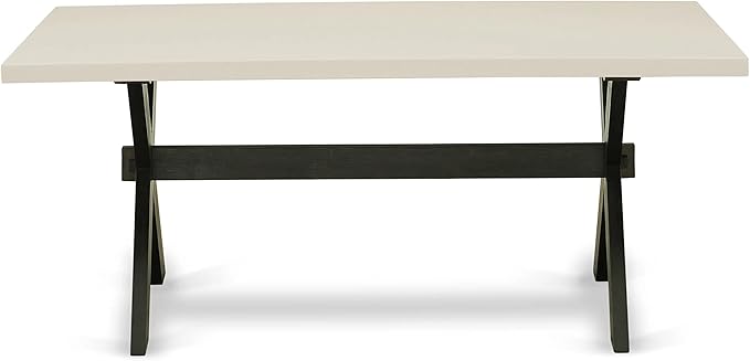 East West Furniture X627AB624-5 5 Piece Dining Room Furniture Set Includes a Rectangle Dining Table with X-Legs and 4 Black Color Linen Fabric Upholstered Chairs, 40x72 Inch, Multi-Color