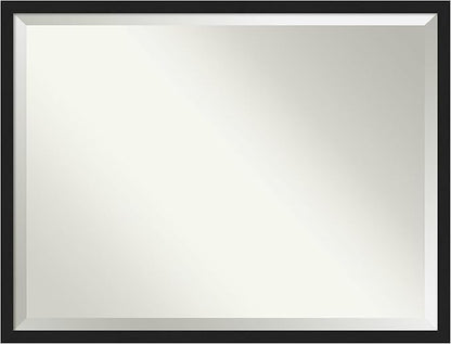 Amanti Art Black Bathroom Mirror for Over Sink, 32x42 Grace Brushed Metallic Black Narrow Rectangle Vanity Mirror, X-Large Modern Frame, Hangs Horizonally and Vertically, Bathroom Wall Decor, Beveled