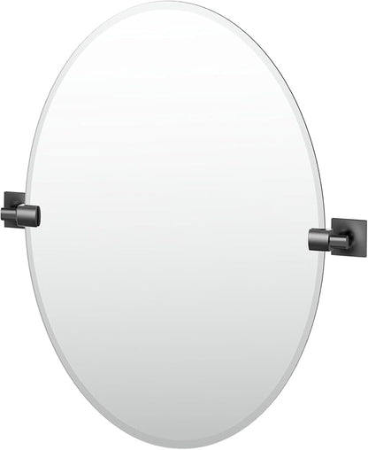 Gatco 5589MX Waterline Frameless Oval Mirror, 26.5 Inch, Matte Black