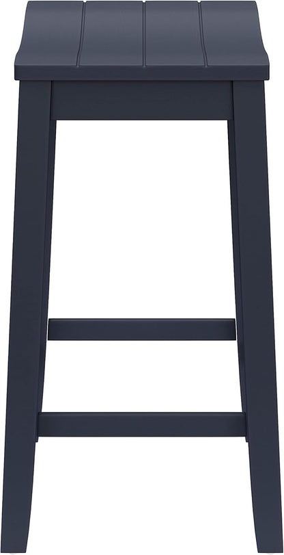 Hillsdale Fiddler Wood Backless Counter Height Stool with Saddle-Style Seat, Navy