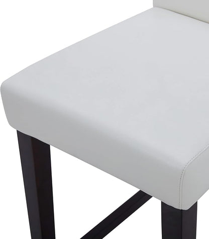 CHITA Counter Height Bar Stools Set of 2, 25" H Seat Height Upholstered Barstools, PU Leather in White