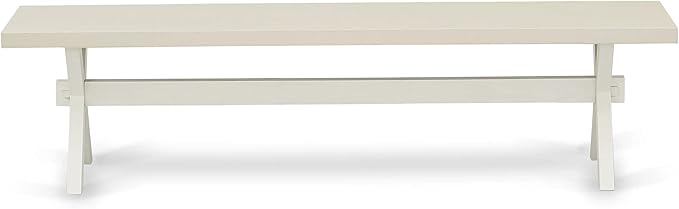 East West Furniture X027VE215-6 6 Piece Dinette Set Contains a Rectangle Dining Table with X-Legs and 4 Baby Blue Linen Fabric Parson Chairs with a Bench, 40x72 Inch, Multi-Color