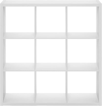 Furinno Cubicle Open Back Decorative Cube Storage Organizer, 9-Cube, White
