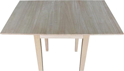 Solid Wood Small Drop Leaf Dining Table in Sturdy Parawood, Dual Drop Leaf Table with 9" Drop Leaf on Each Side, 36"W x 22"D x 29"H, Floor to Apron 26.5 Inches, Easy Assembly, Unfinished