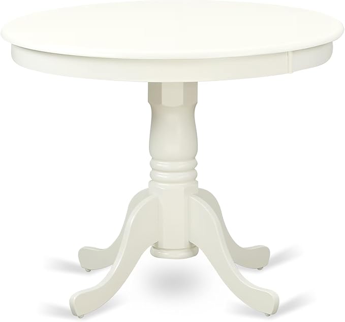 East West Furniture ANAS5-LWH-41 5 Piece Dining Table Set contain A Dinner Table and 4 Platinum Gray Polyester Fabric Kitchen Chairs with Stylish Back- Linen White Finish