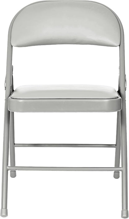 OEF Furnishings OEF950 Series Vinyl Padded Steel Folding Chairs (4-Pack, Gray)